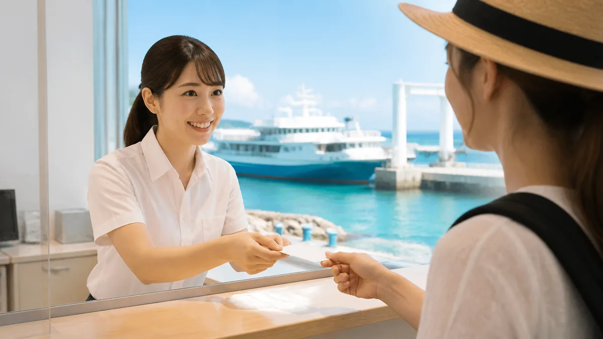 乗船券はどこで買う?離島ターミナルは「出港40分前」に着いておくの解説画像